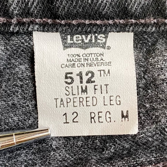 Vintage 90s Levi’s Black Denim Jeans Tapered Leg High Waisted 512 size 12 - Picture 8 of 9